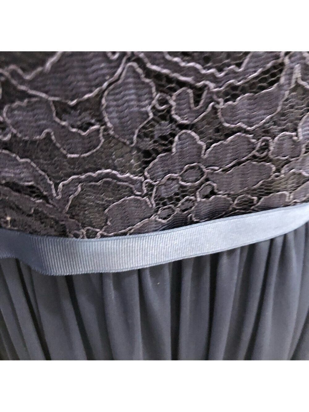 David’s Bridal Size 12 one shoulder lace top maxi gown dark blue evening formal - Picture 4 of 14